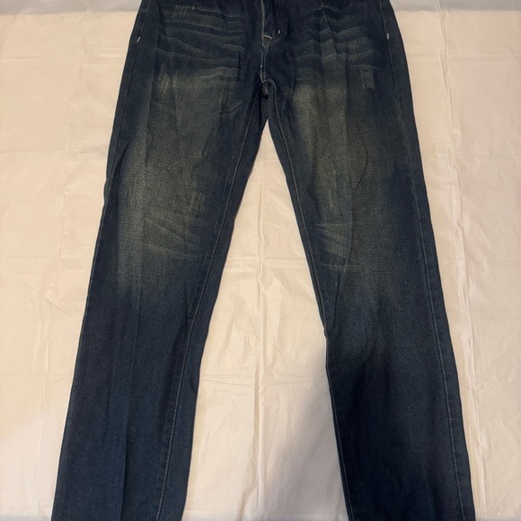 Other - Blue Straight-Leg Jeans with Vintage Fading